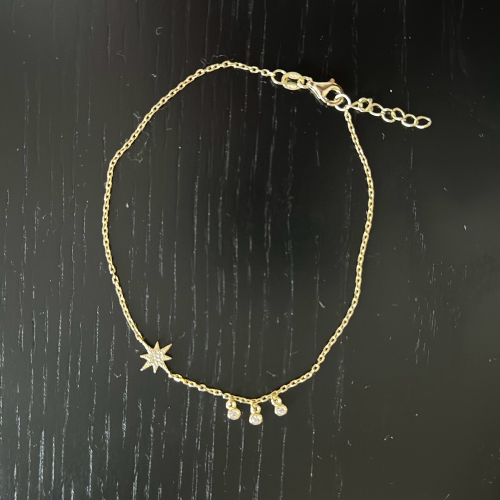 Gold Plated Cz Pav Bezel Anklet 30$